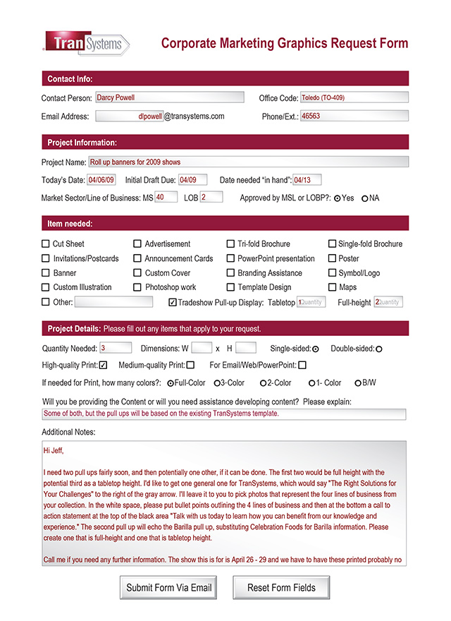 Graphic Design Request Form Design