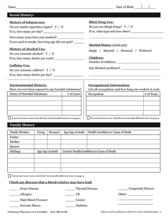 Pulmonary Physicians of Carondelet - New Patient Forms Design