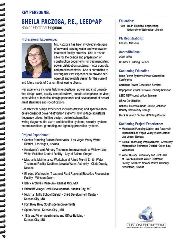 Statement of Qualifications (SOQ) for Mechanical & Electrical Engineering Firm