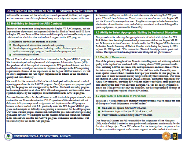 Proposal for Region 7 AES Contract with the Environmental Protection Agency - Standard Form 255
