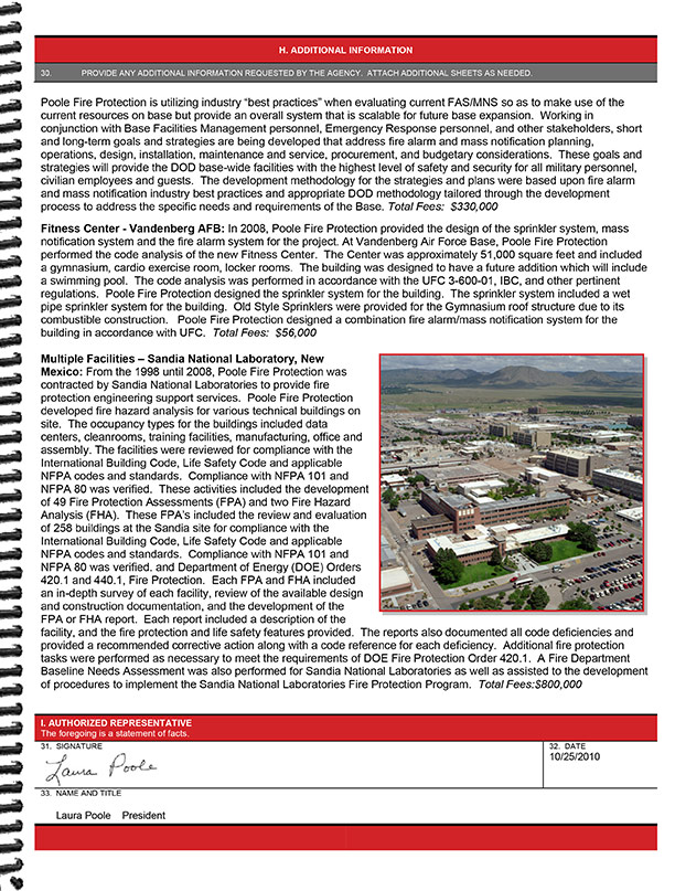 Fire Protection Engineering Firm Proposal - SF330 Format 